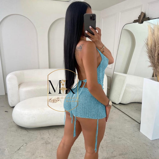 Hollow Out Halter Backless Shorts